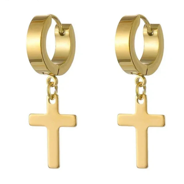 Pendientes Cruz Hombre Mujer oro
