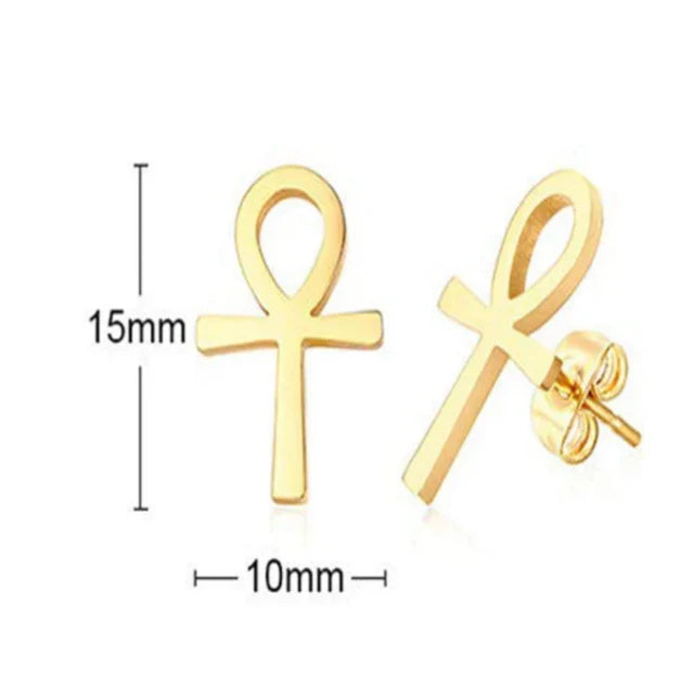 Pendientes Egipto Cruz de Ankh Hombre Mujer Oro