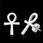 Pendientes Egipto Cruz de Ankh Hombre Mujer Plata