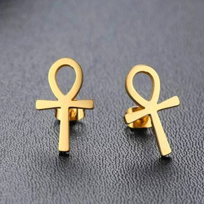 Pendientes Egipto Cruz de Ankh Hombre Mujer Oro
