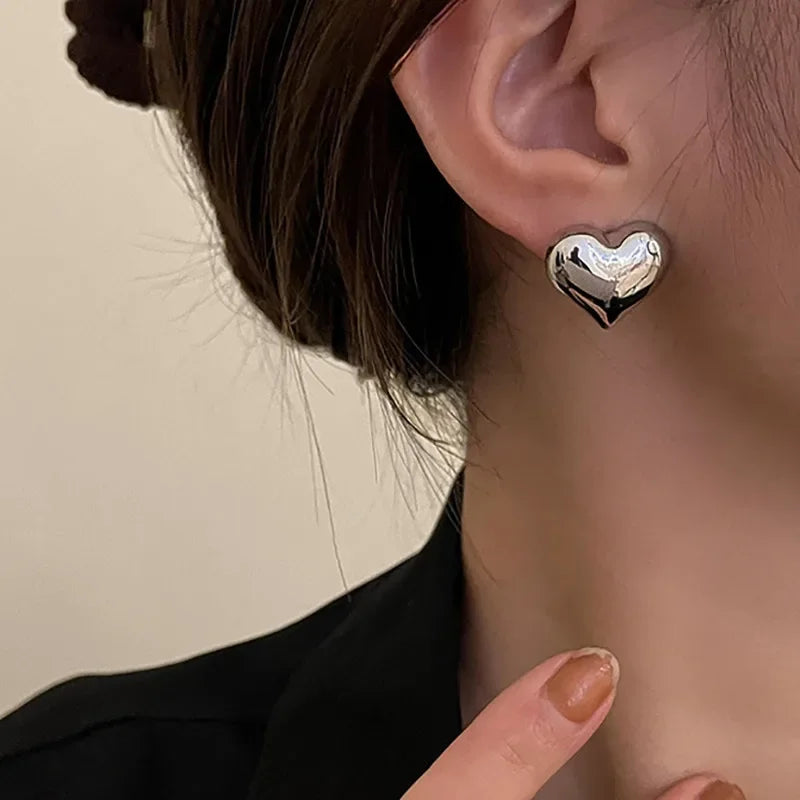 Pendientes de Mujer Corazón Clavos plata