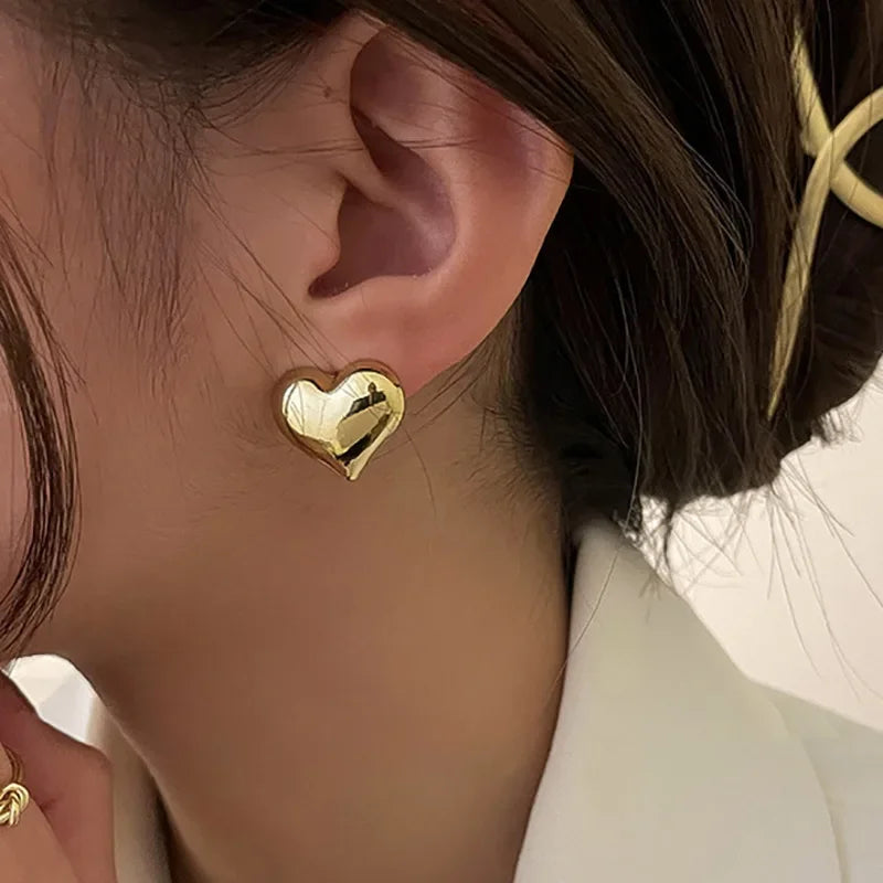 Pendientes de Mujer Corazón Clavos oro