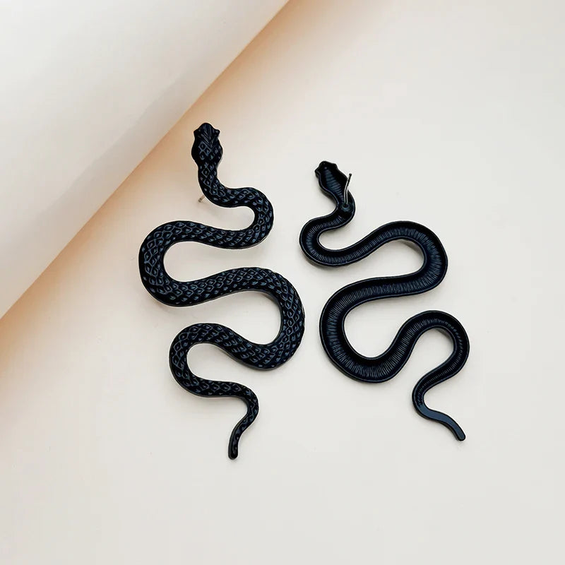 Pendientes Largos Serpiente negro