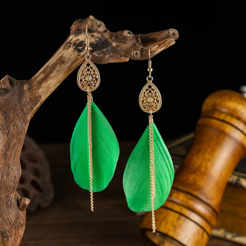 Pendientes Colgantes Bohemios Pluma 2