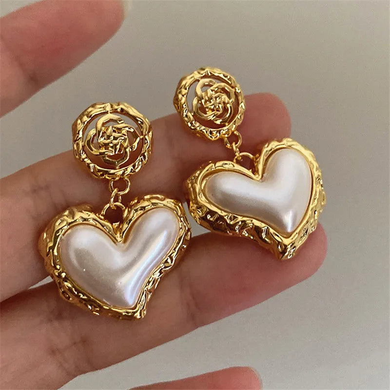 Pendientes Colgantes Corazón Mujer oro