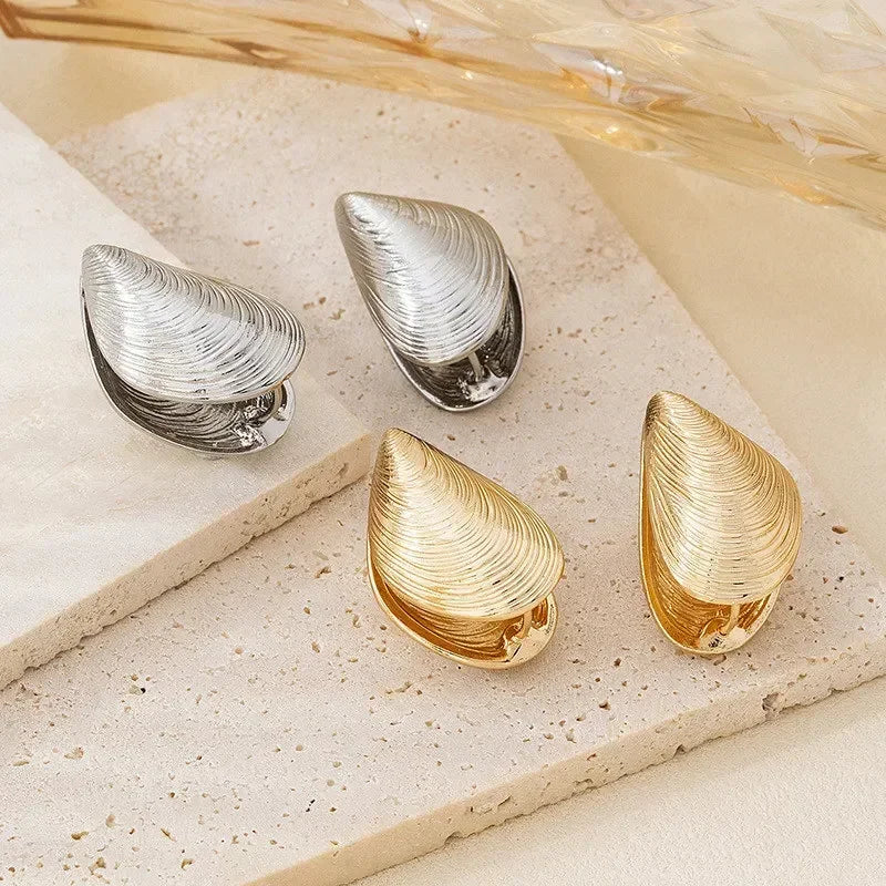 Pendientes Colgantes Conchas Mejillones oro