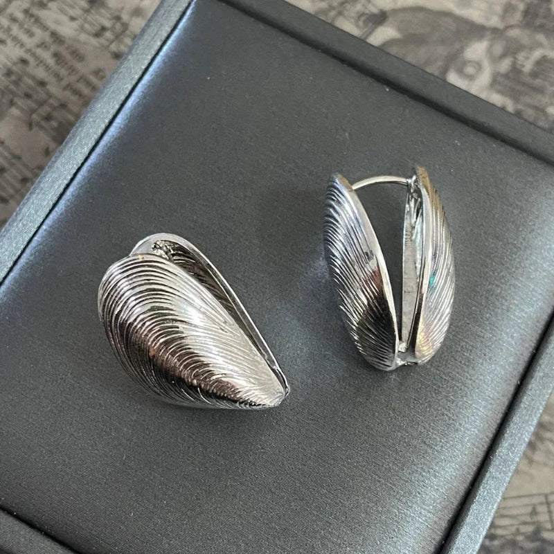 Pendientes Colgantes Conchas Mejillones plata