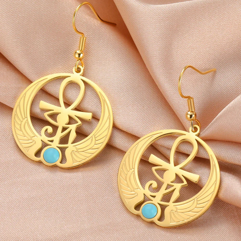 Pendientes Colgantes Egipto Ojo de Horus Oudjat oro
