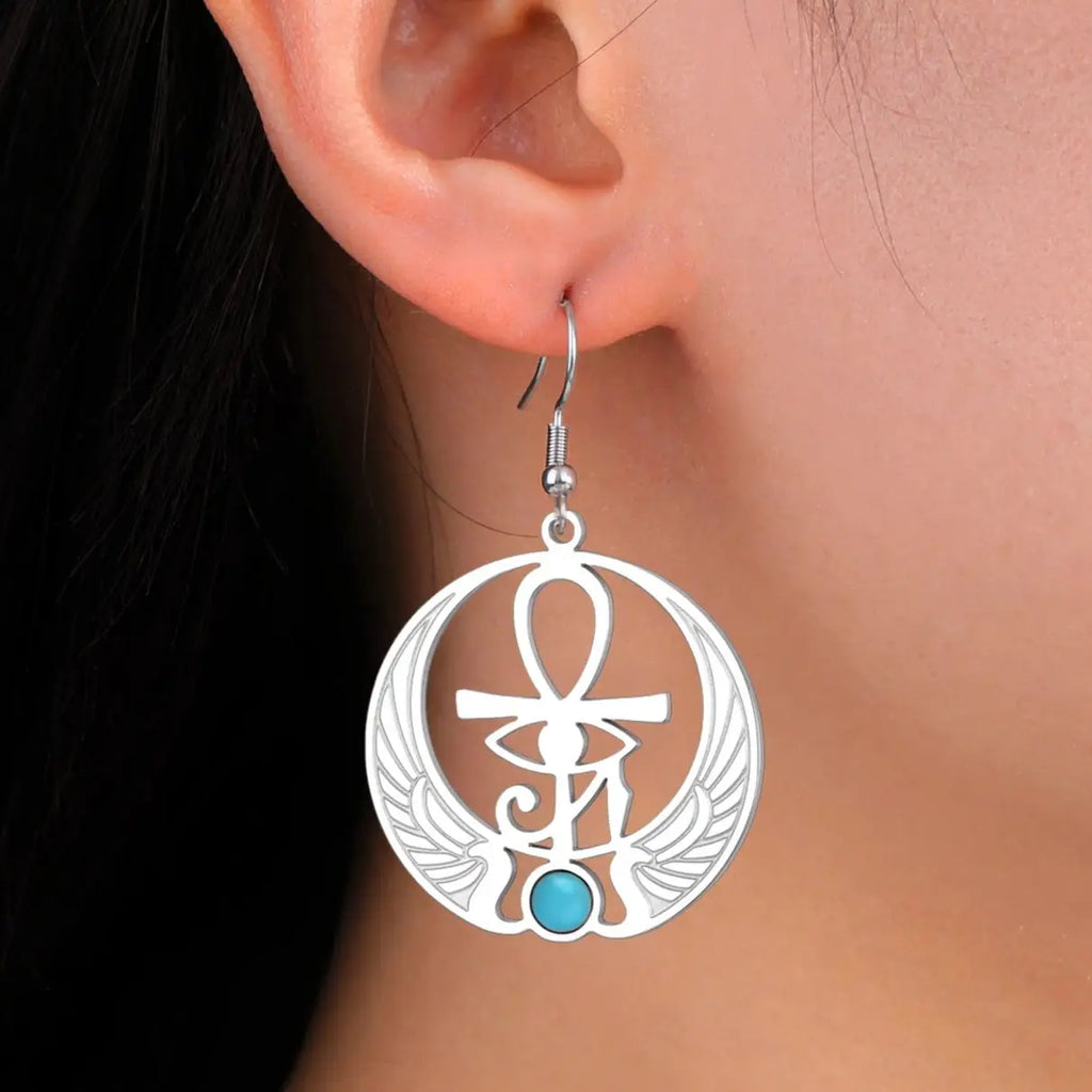 Pendientes Colgantes Egipto Ojo de Horus Oudjat plata