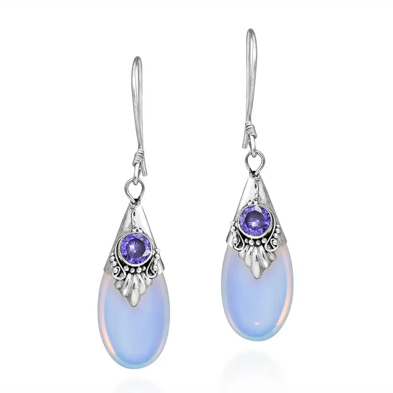 Pendientes Colgantes con Circonita Piedra de Luna 1