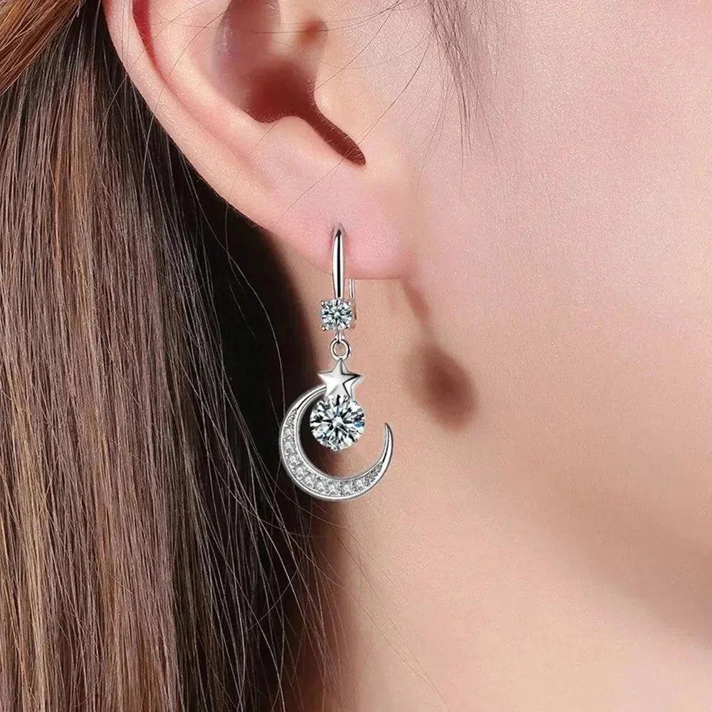 Pendientes Colgantes Estrella y Luna
