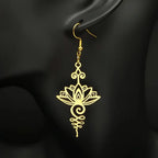 Pendientes Colgantes Flor de Loto para Mujer oro