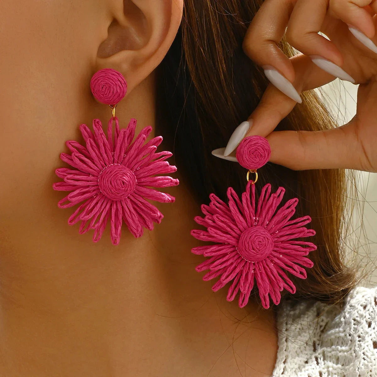 Pendientes Colgantes Flor de Margarita rosa