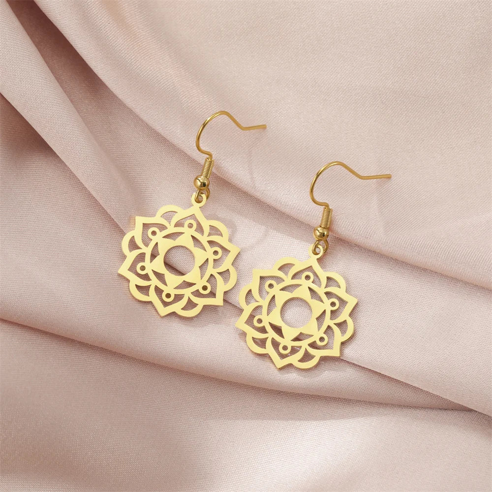 Pendientes Colgantes Mandala Mujer oro