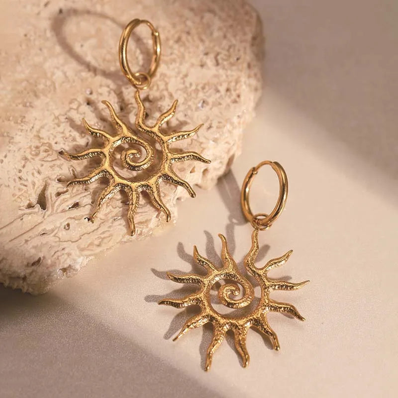 Pendientes Colgantes Sol Oro