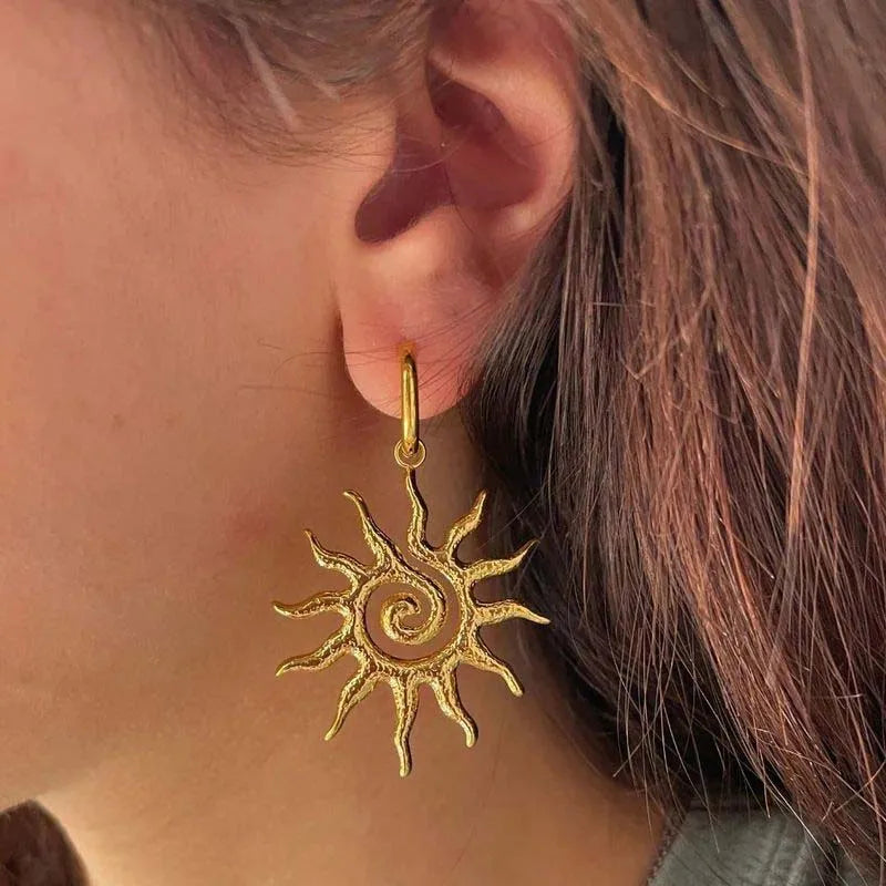 Pendientes Colgantes Sol Oro