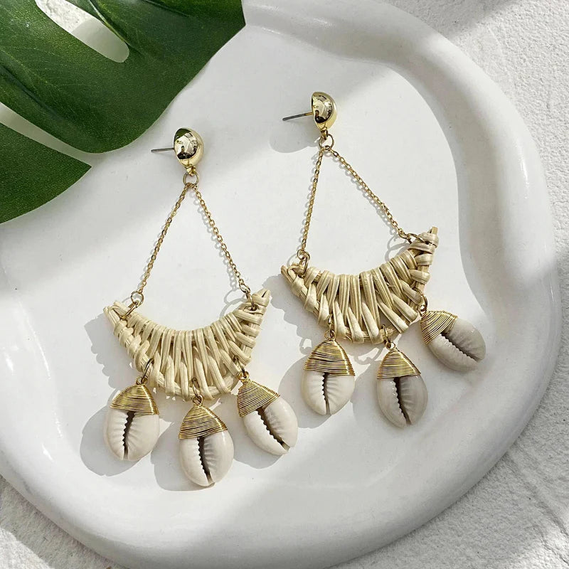 Pendientes Colgantes Estilo Natural Concha Cauri