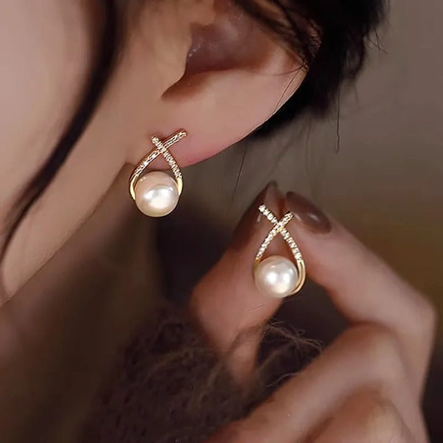 Pendientes de Perla Blanca para Mujer