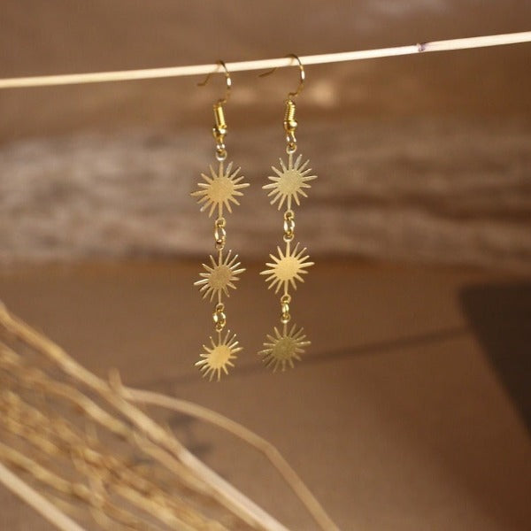 Pendientes Colgantes Sol Astro Mujer
