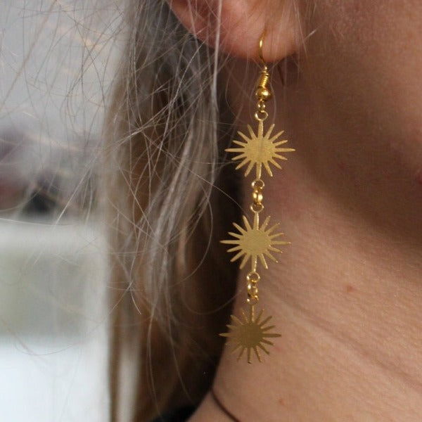 Pendientes Colgantes Sol Astro Mujer