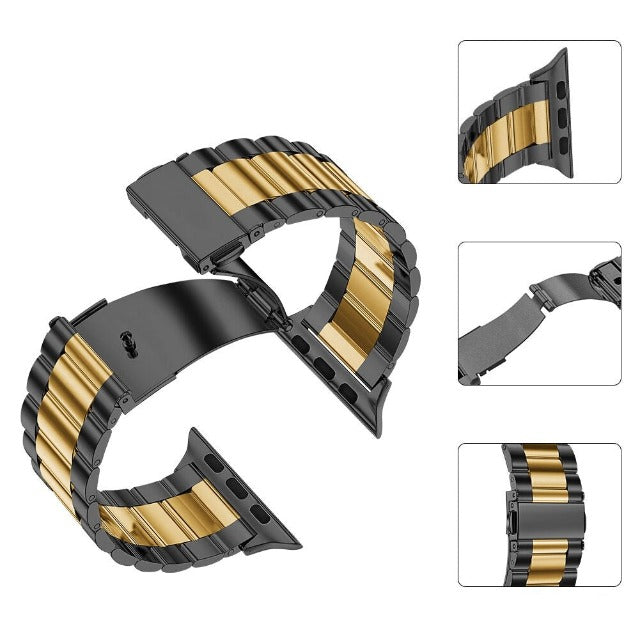 Pulsera Apple Watch en Metal negro y oro