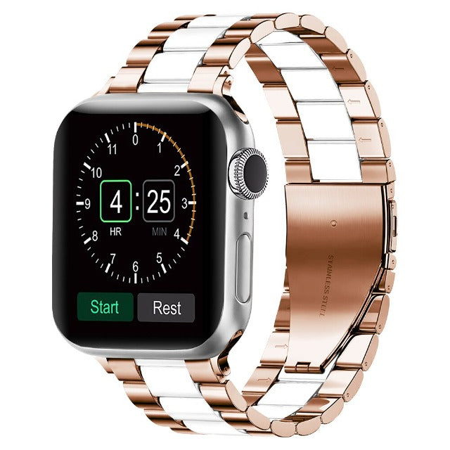 Pulsera Apple Watch en Metal oro rosa y blanco
