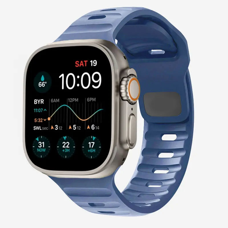 Pulsera Apple Watch de silicona quirúrgica azul