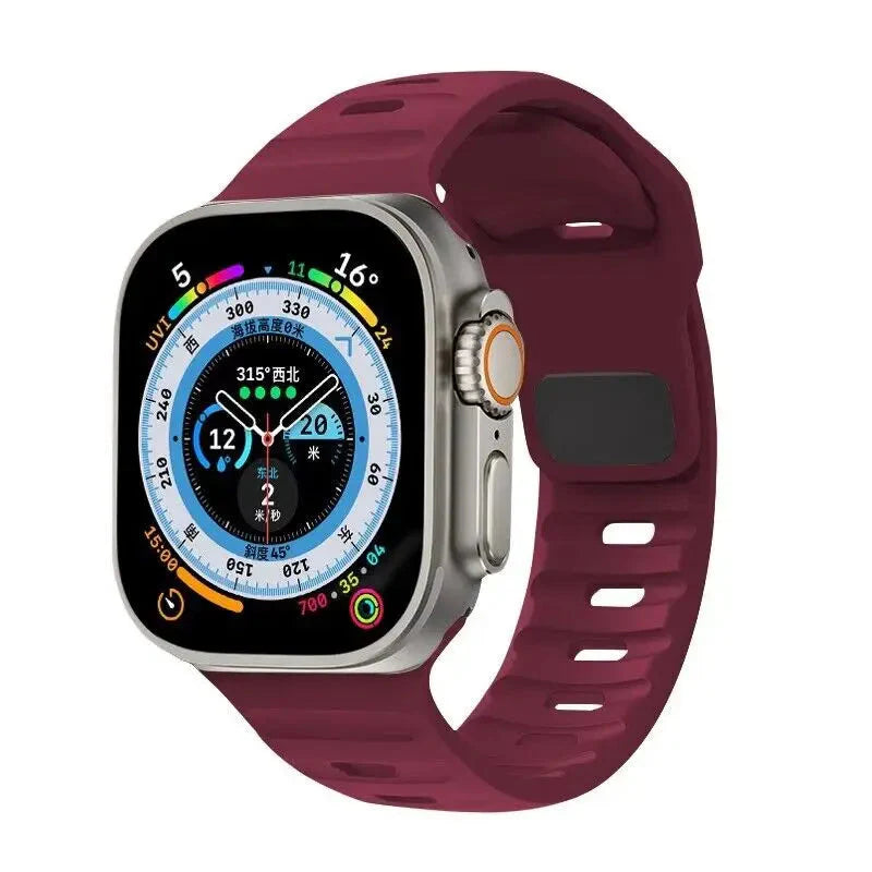 Pulsera Apple Watch de silicona quirúrgica burdeos