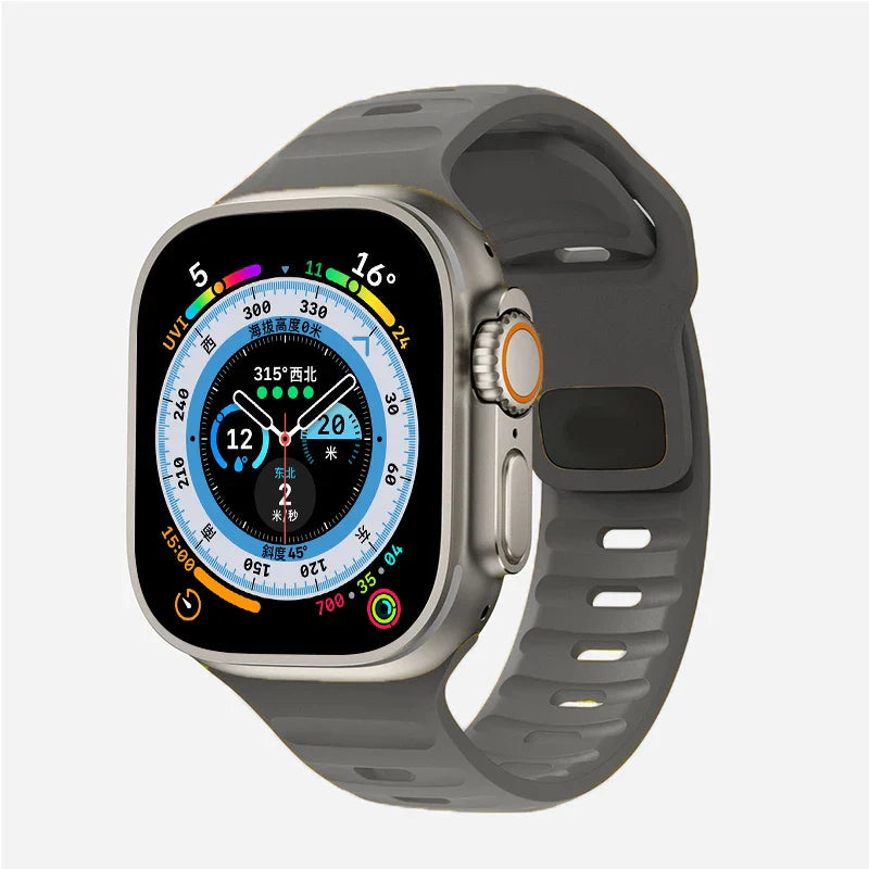 Pulsera Apple Watch de silicona quirúrgica gris