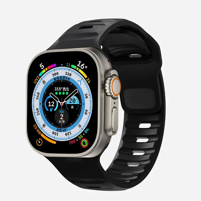 Pulsera Apple Watch de silicona quirúrgica negra