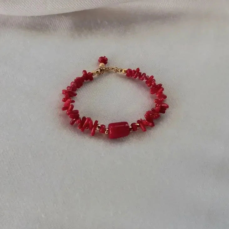 Pulsera con Coral Rojo
