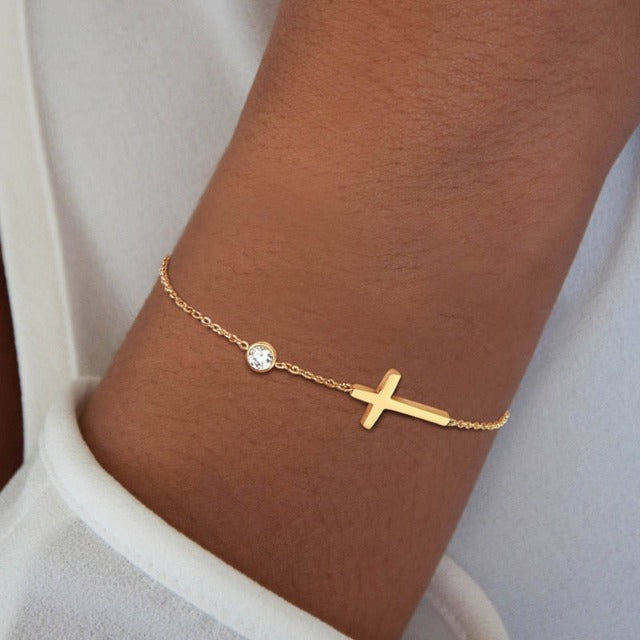 Pulsera con Cruz para Mujer Oro & Plata oro