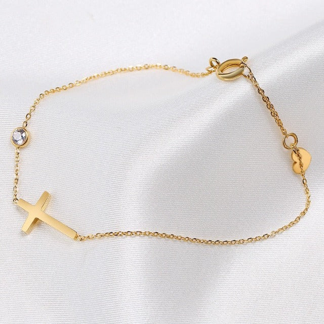 Pulsera con Cruz para Mujer Oro & Plata oro
