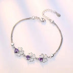 Pulsera con Tréboles de 4 Hojas con Circonio Violeta