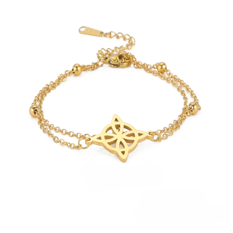 Pulsera de Tobillo Nudo de Bruja oro
