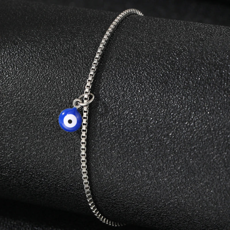 Pulsera de Tobillo Ojo Azul plata