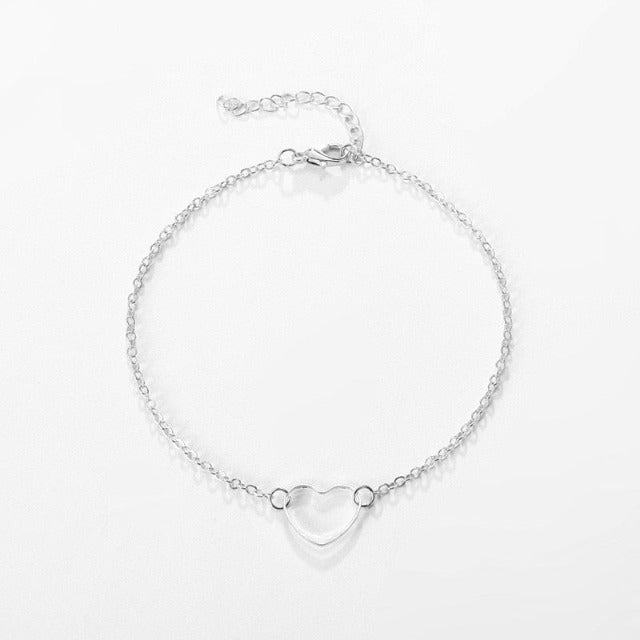 Tobillera para Mujer Corazón Oro y Plata
