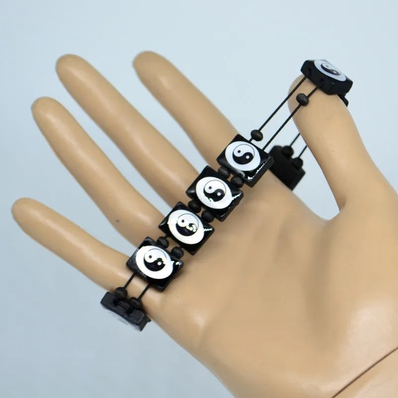 Pulsera de Madera Yin Yang Negro y Blanco