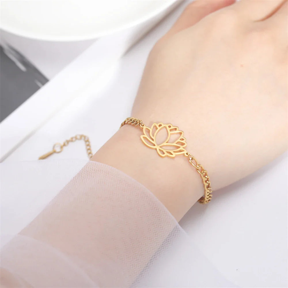 Pulsera Flor de Loto Mujer oro