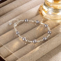 Pulsera Gourmette con Perlas Grises