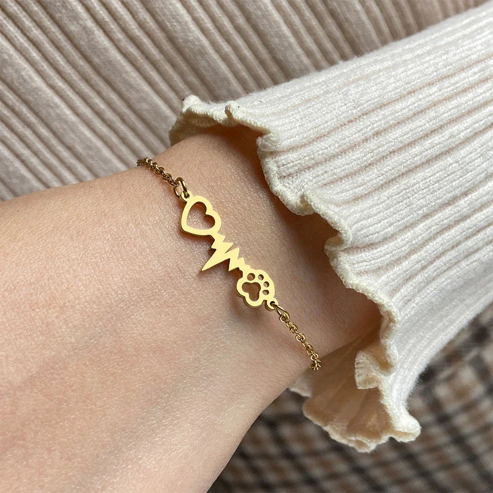 Pulsera Gourmette Corazón Huella oro