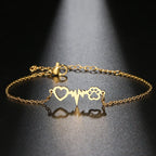 Pulsera Gourmette Corazón Huella oro