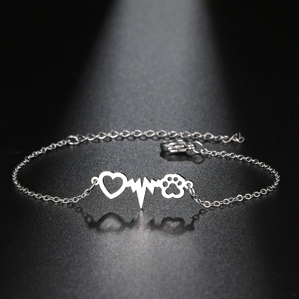 Pulsera Gourmette Corazón Huella plata