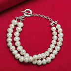 Pulsera Gourmette de Estilo Retro en Perlas