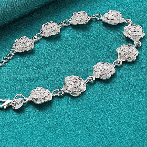 Pulsera Gourmette Flores de Rosa