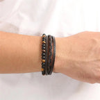 Pulsera de Cuero Ojo de Tigre Hombre
