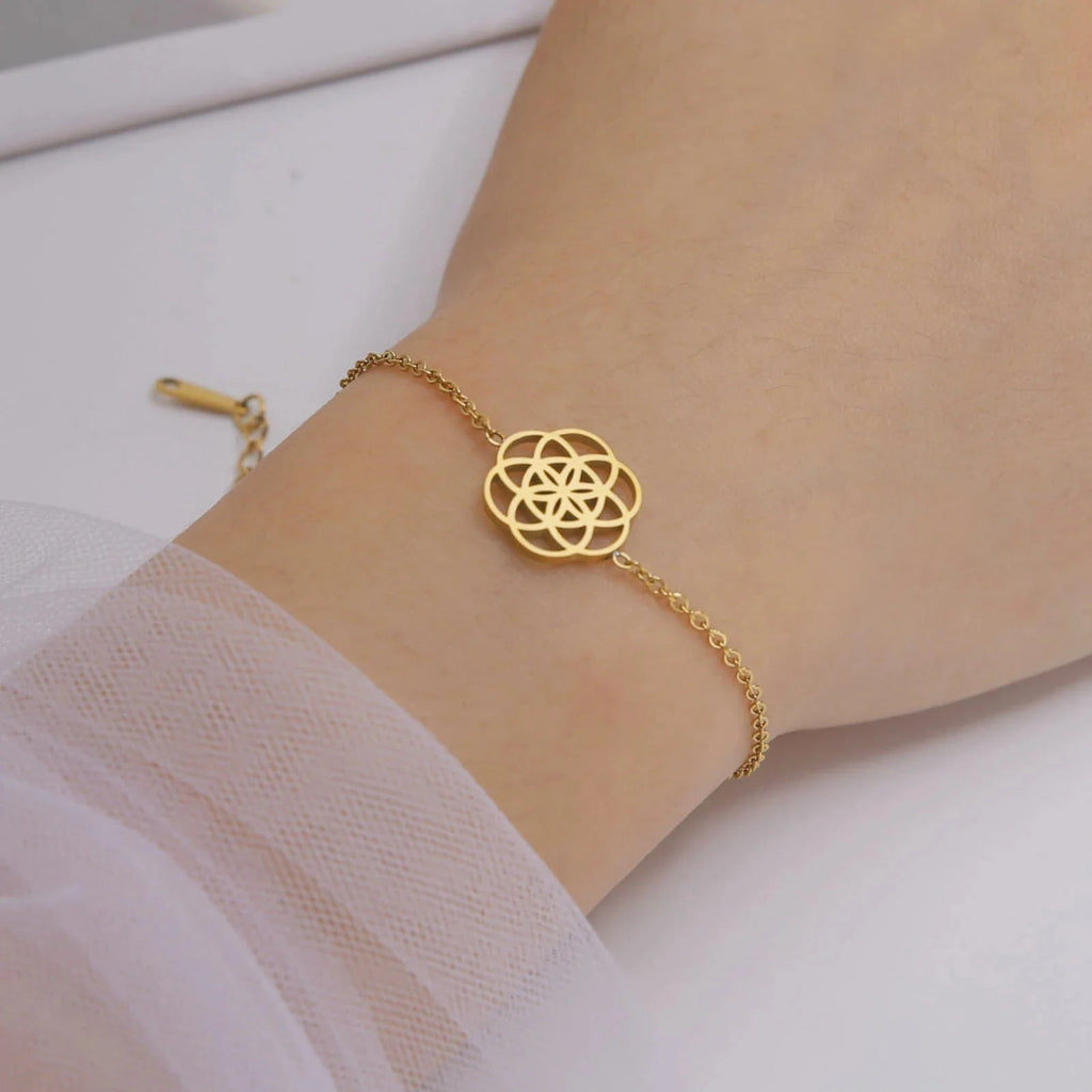 Pulsera Mandala Geometría Sagrada Mujer oro