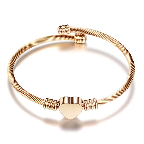 Pulsera Ajustable Corazón Esclava Mujer oro rosa