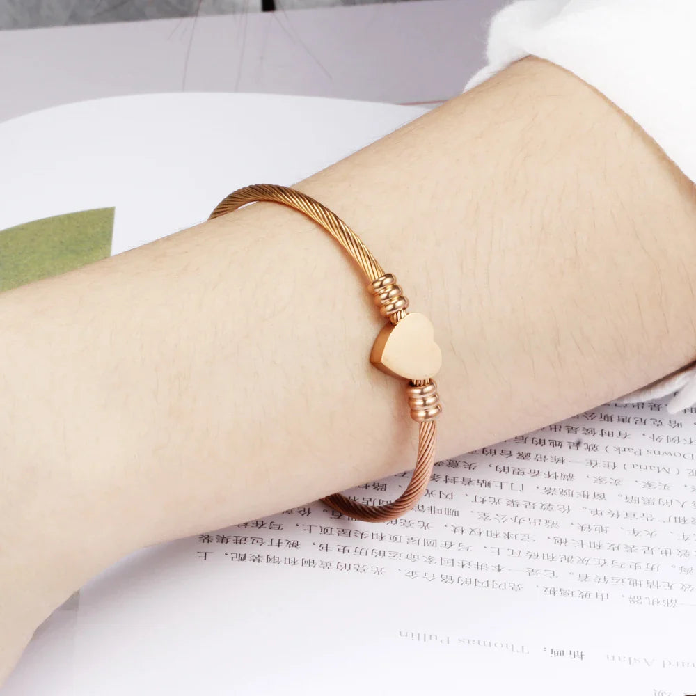 Pulsera Ajustable Corazón Esclava Mujer oro rosa