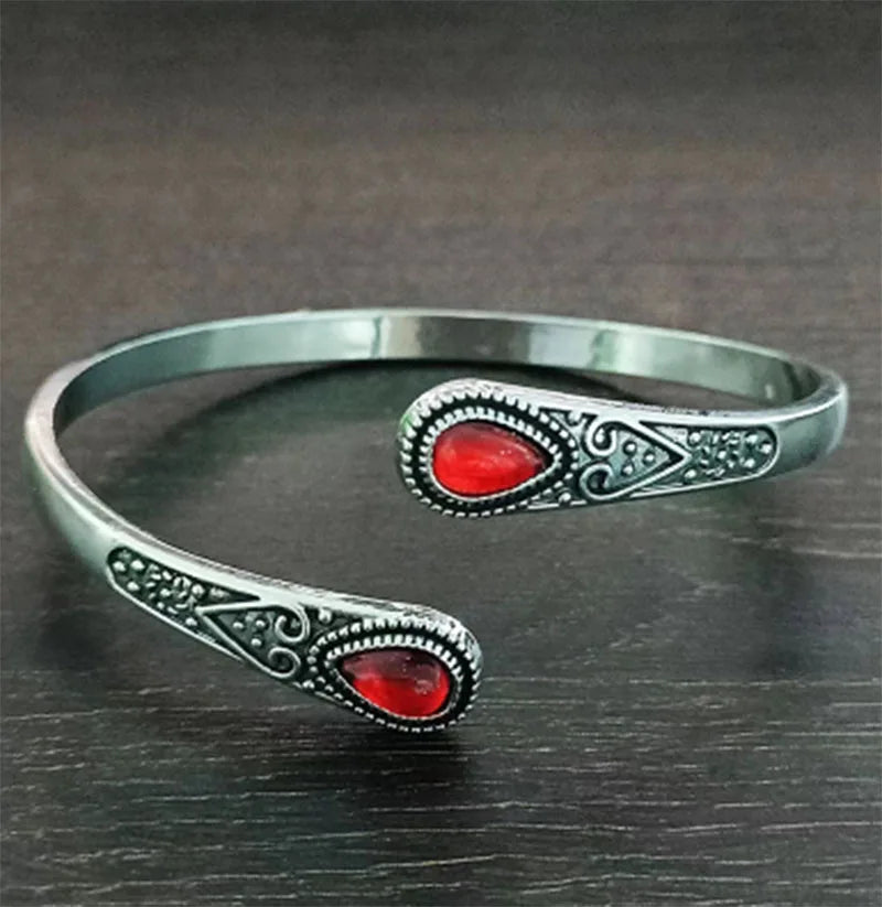 Pulsera Retro Gourmette Gota de Agua roja